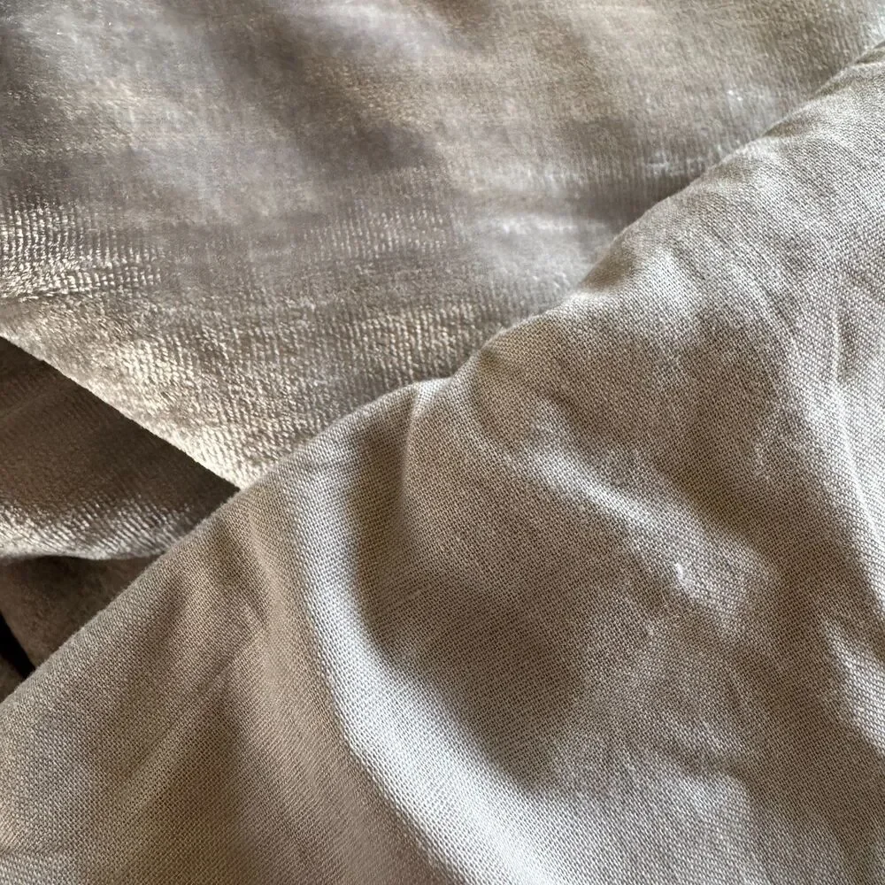 West Elm Crinkle Velvet Duvet Cover Full/Queen Pearl Gray Viscose Cotton NWOT